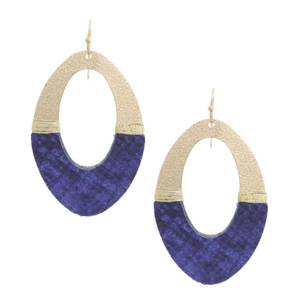 Half Leather Oval Shape Drop Earring