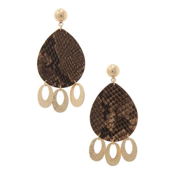 Snake Pattern Teardrop Dangle Post Drop Earring