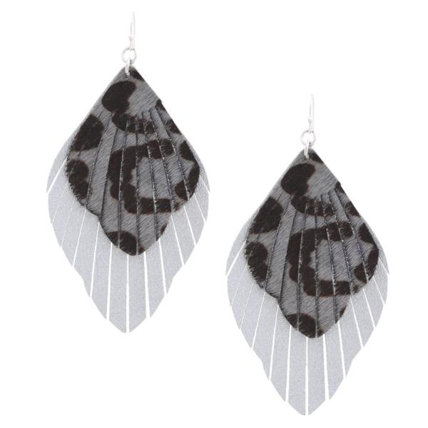 Animal Print Fray Edge Dangle Earring