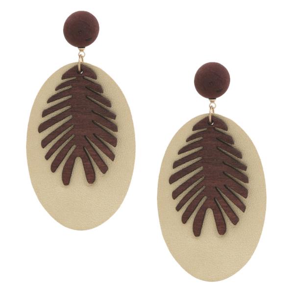 LEAF OVAL DANGLE EARRING