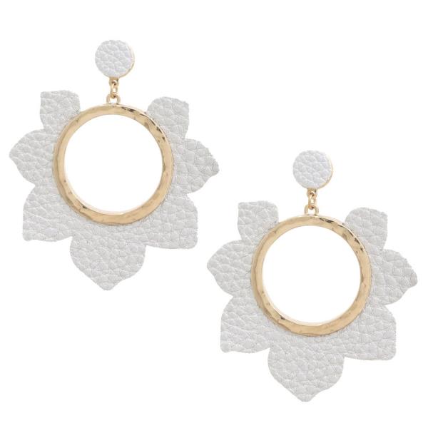 PU Leather Flower Shape Dangle Earring