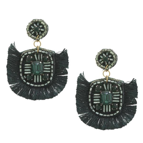 Beaded Tassel Edge Dangle Earring