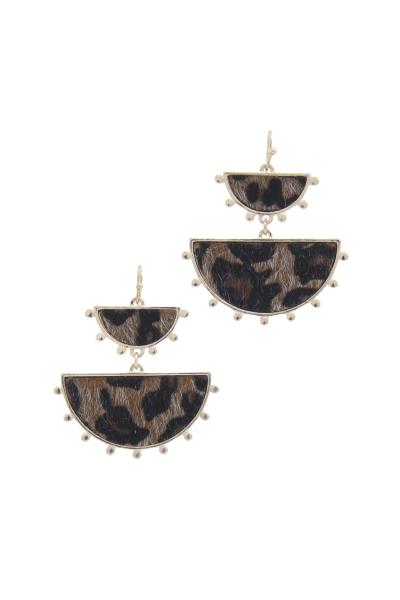 Animal Pattern Half Circle Beaded Drop Earring