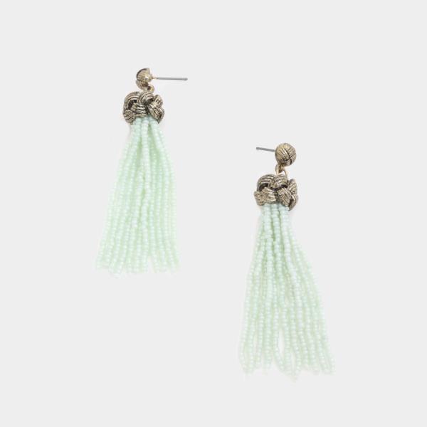 Knot Seed Bead Tassel Dangle Earring
