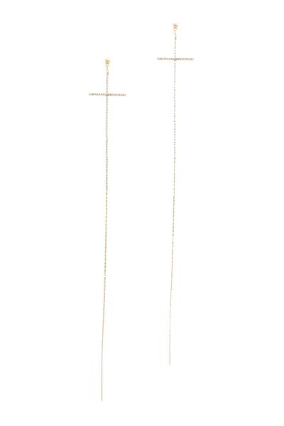 Long Rhinestone Cross Earring
