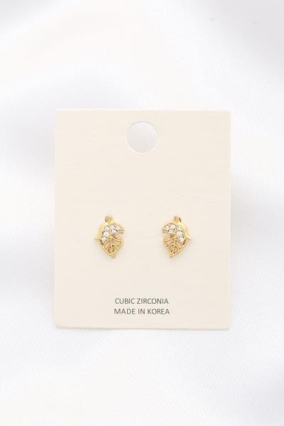 Dainty Rhinestone Leaf Shape Stud Earring