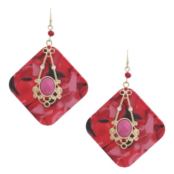 Acetate Metal Accent Dangle Earring