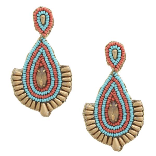 Seed Bead Teardrop Dangle Earring