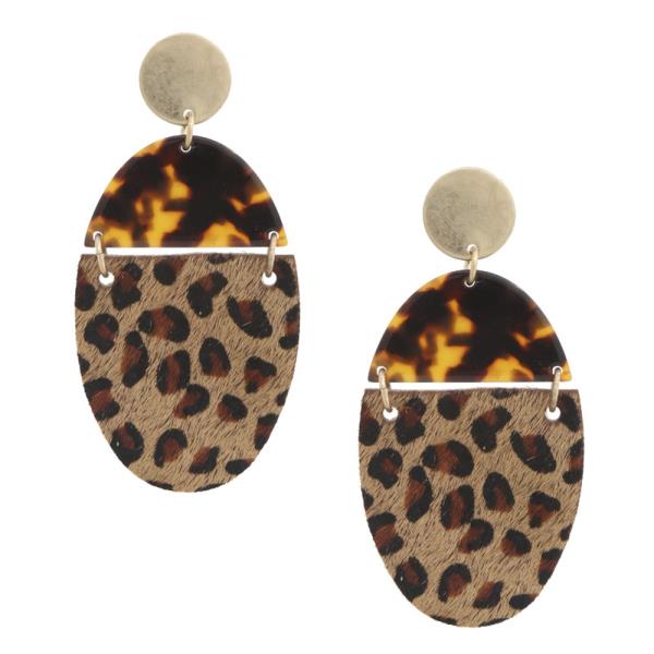 Animal Print Oval Dangle Earring