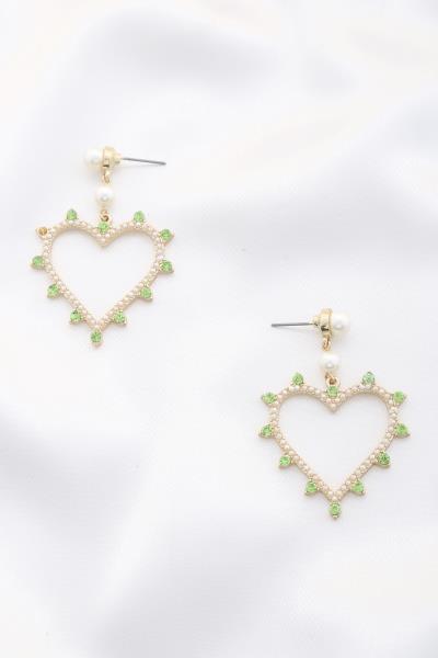 Rhinestone Edge Heart Dangle Earring
