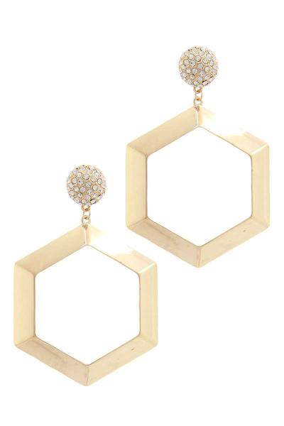 Cut Out Hexagon Shape Drop Earring