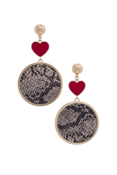 Snake Pattern Circle Dangle Earring
