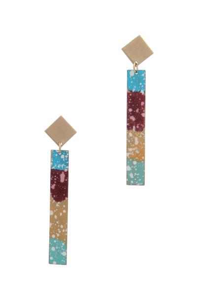 Rhombus Shape Rectangular Post Drop Earring