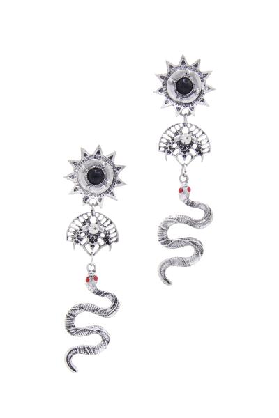 Rustic Snake Rhinestone Post Drop Earring