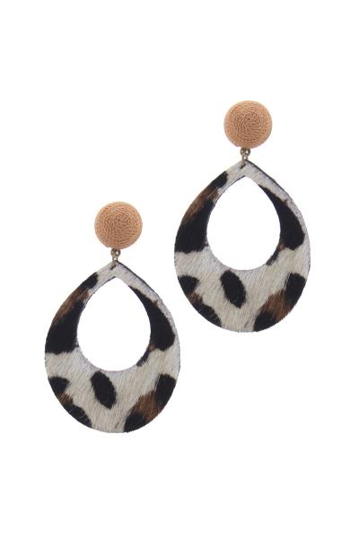 Animal Print Teardrop Shape Post Earring