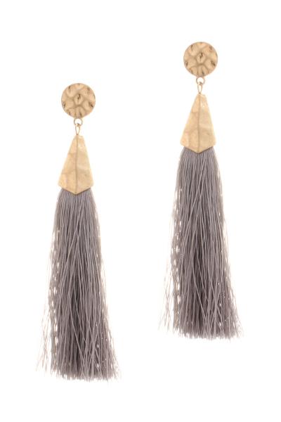 Round Metal Thread Tassel Earring
