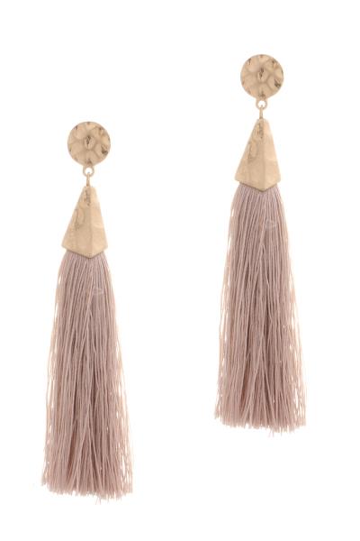 Round Metal Thread Tassel Earring