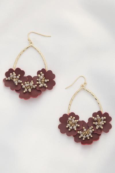 Triple Flower Beaded Dangle Earring