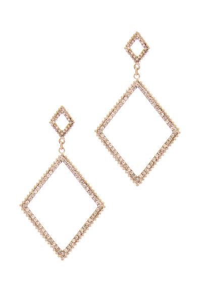 Modern Geometric Diamond Shape Post Drop Earring