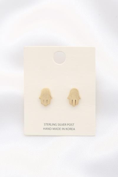 Hamsa Hand Brush Metal Post Earring