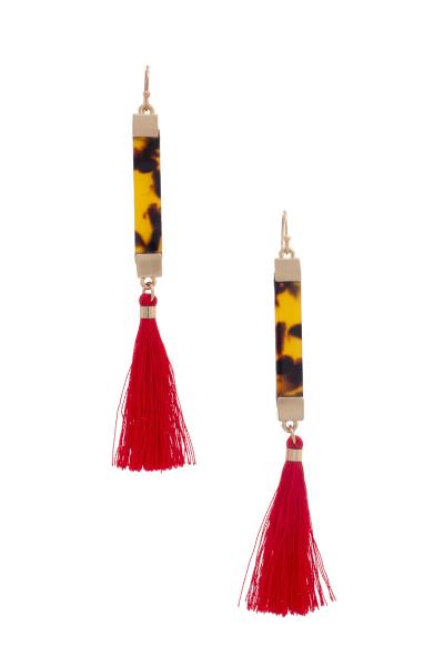 Acetate Bar Tassel Dangle Earring