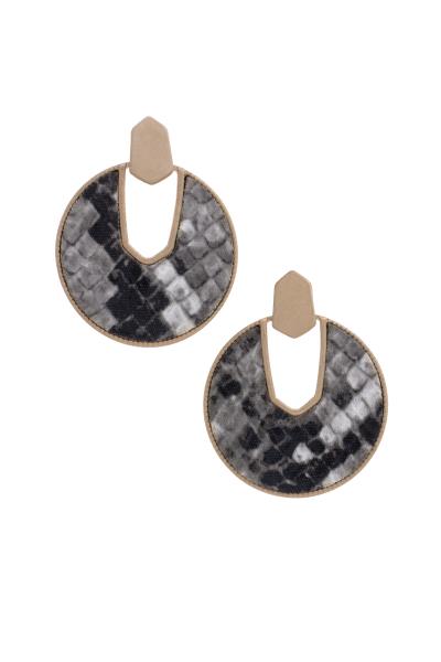 Animal Print Round Metal Earring