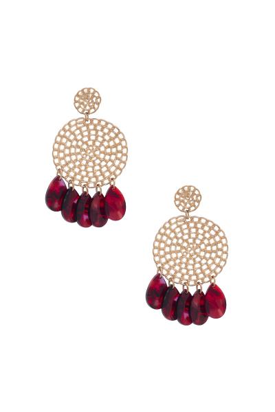 Chain Disc Acetate Teardrop Dangle Earring