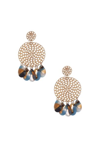 Chain Disc Acetate Teardrop Dangle Earring
