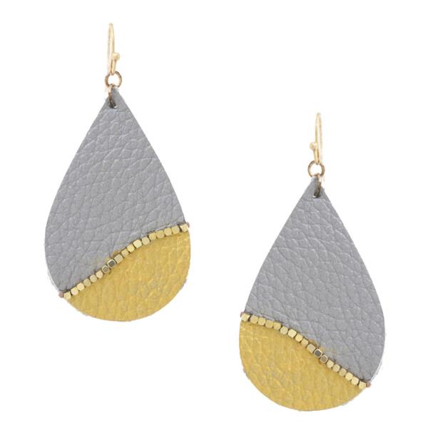 Two Tone Beaded Teardrop Dangle Earring