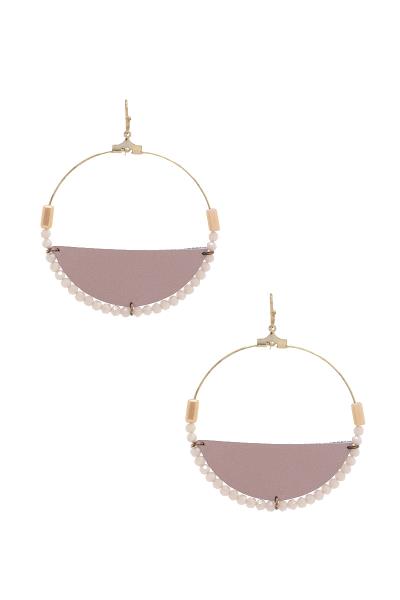 PU Leather Beaded Circle Earring