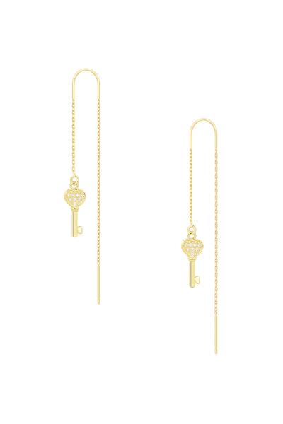 Key Charm Cubic Zirconia Threader Earring