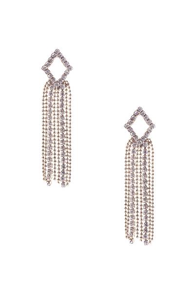 Dangle Rhinestone Strands Earring