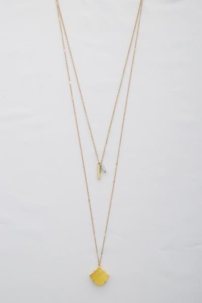 Rhombus Pendant Layered Necklace
