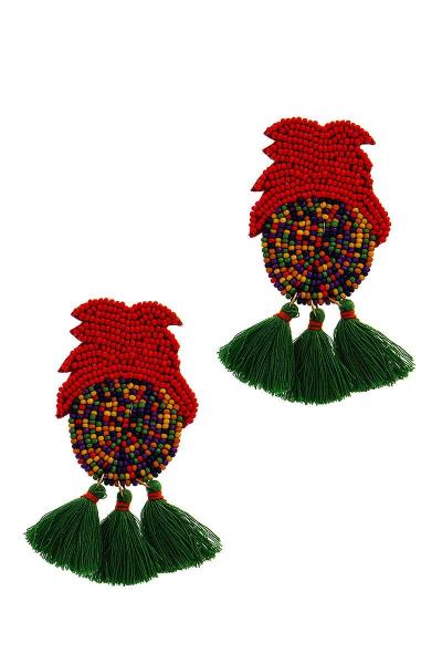 Designer Triple Tassel Multi Bead Earring