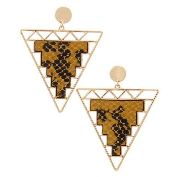 Animal Pattern Triangular Shape Post Drop Earring