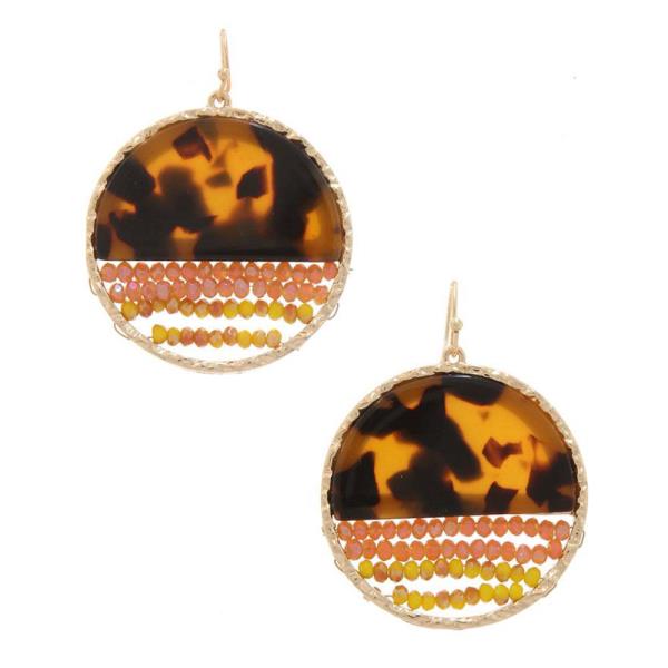 Half Acetate Circle Beaded Drop Earring