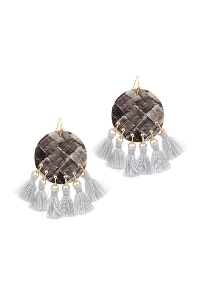 Multi Color Circle Tassel Drop Earring