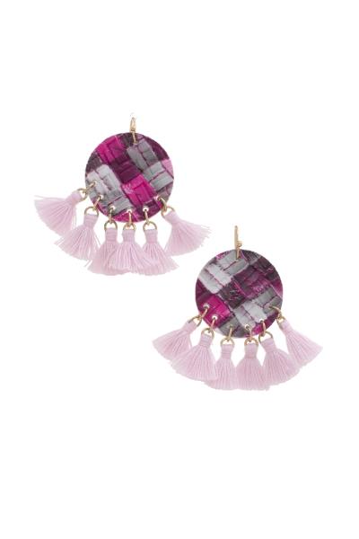 Multi Color Circle Tassel Drop Earring