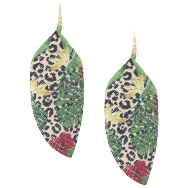 Animal Print Pointed Oval Dangle Earring