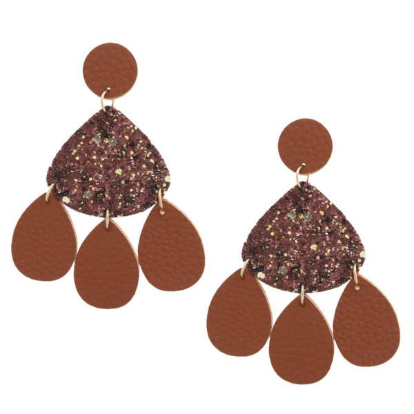 Leather Glitter Dangle Earring