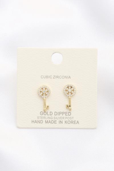 Crystal Key Stud Earring