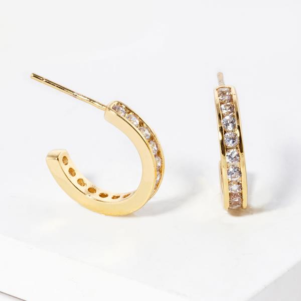 Rhinestone Open Circle Hoop Earring