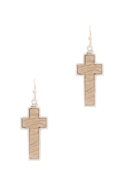 Metal Cross Dangle Hook Earring