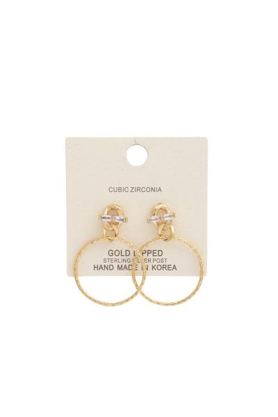 Chain Texture Metal Hoop Dangle Earring