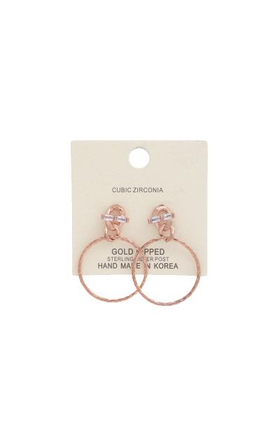 Chain Texture Metal Hoop Dangle Earring