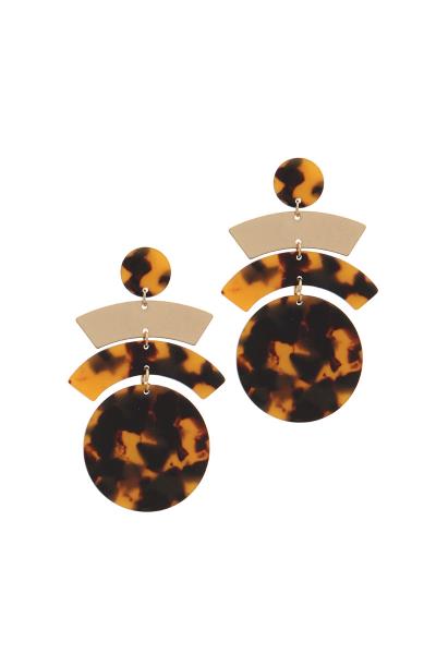 Acetate Curve Bar Circle Post Drop Earring