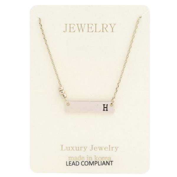 Initial Metal Bar Necklace