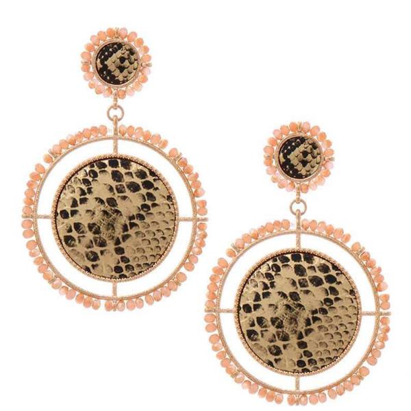 DOUBLE CIRCLE BEADED DROP EARRING