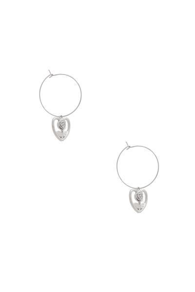ROSE HEART SHAPE HOOP EARRING