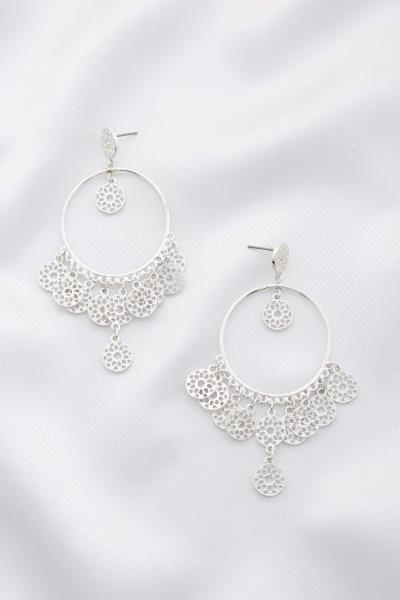 Coin Charm Metal Dangle Earring